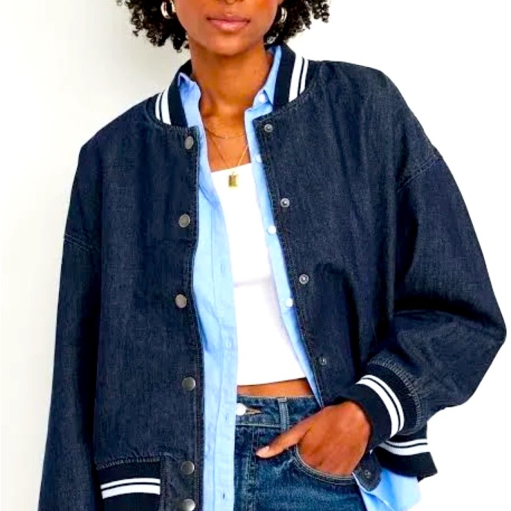 Oversized Denim Bomber Jacket